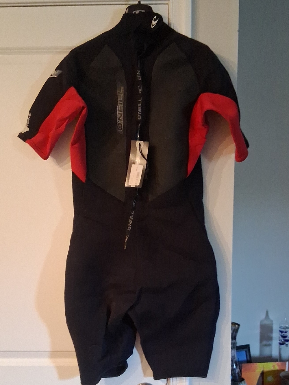 O'Neill Short Sleeve Wetsuit in Black with Red Panels
